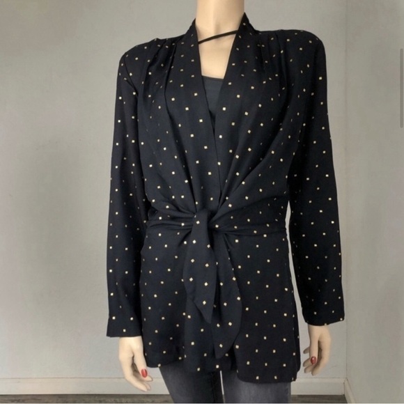 Vintage Sequel jacket/blazer V-neck long sleeve tie front black - Picture 7 of 13